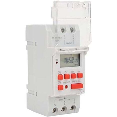 Minuteur Hebdomadaire Programmable LCD 24V 30A Interrupteur Contrôle On Off 12 24H Relais Temps