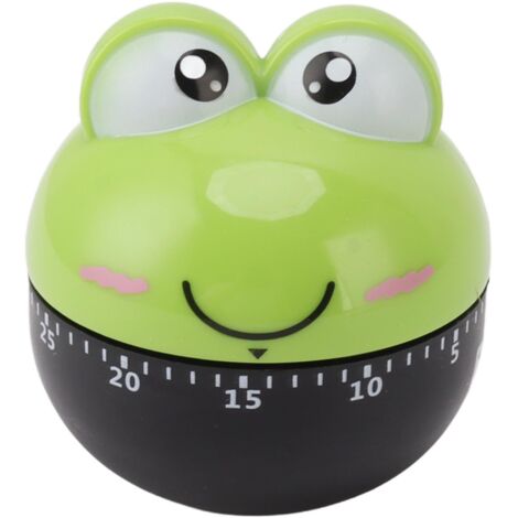 Minuteur mécanique en forme de grenouille verte, réglable avec une grande précision, pour la cuisine.