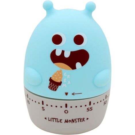 Minuteur mécanique petit monstre, dessin animé mignon, minuteur de cuisine, gestionnaire de temps étudiant, compte à rebours bleu