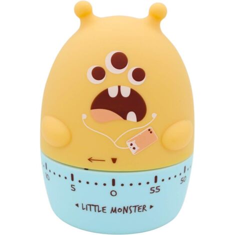 Minuteur mécanique petit monstre, dessin animé mignon, minuteur de cuisine, gestionnaire de temps étudiant, compte à rebours jaune