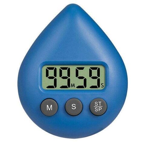 Minuteur numérique goutte d'eau, alarme de cuisine ou de bureau, compte à rebours, horloge électronique 4 couleurs bleues