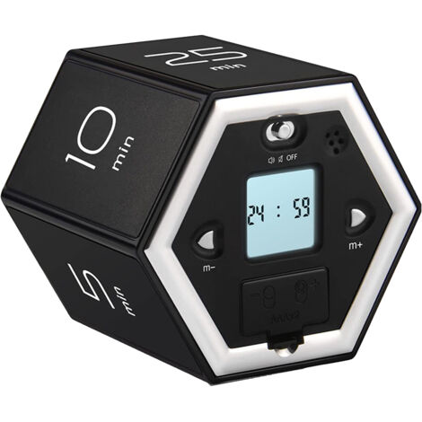 Minuteur numérique hexagonal magnétique cube rabattable, pour cuisine étude sport, facile à utiliser, bascule magnétique pour rester concentré