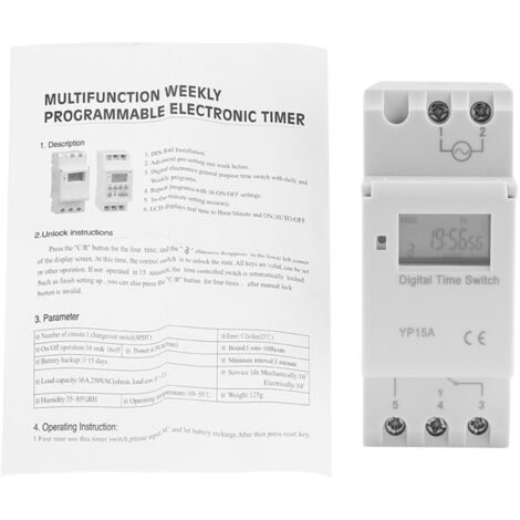 Minuteur Numérique LCD 16A Programmable avec Relais (220V AC) pour Contrôle Électrique