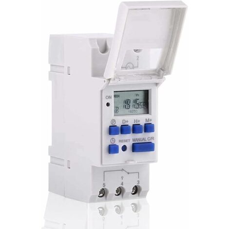 Minuteur numérique LCD, Minuterie programmable numérique Affichage LCD Interrupteur horaire programmable hebdomadaire Relais temporisé 16on & 16off minuterie(220V)