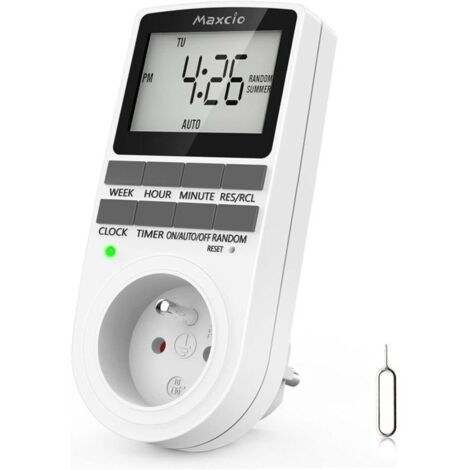 Minuteur numérique portable, minuterie hebdomadaire avec écran LCD, minuterie 12 h/24 h/7 jours, économies d'énergie pour appareils électroménagers et éclairage (1 paquet)