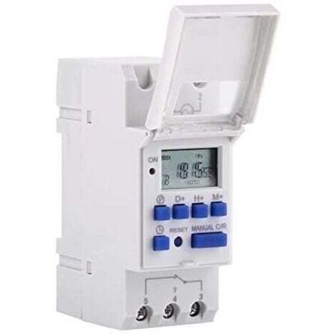Minuteur numérique programmable, écran LCD, minuterie hebdomadaire programmable, minuterie programmable sur rail DIN (220 V)