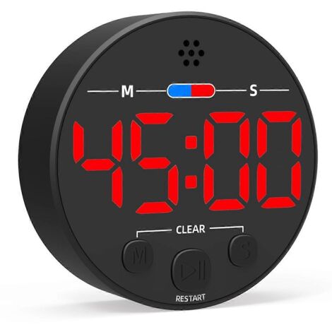 Minuteur numérique visuel avec affichage LED - Idéal pour la cuisine, rouge