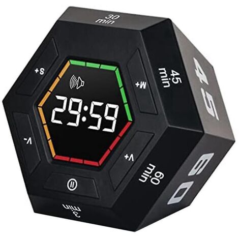 Minuteur Pomodoro, Minuteur de productivité, Minuteur intelligent à compte à rebours prédéfini de 3, 5, 15, 30, 45 et 60 minutes, Minuteur M