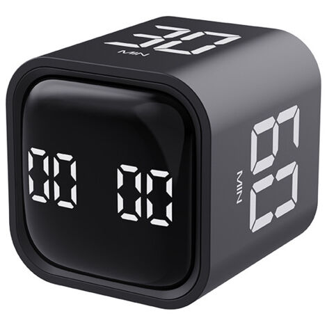 Minuteur Pomodoro Rotatif avec Intervalles 5,10,30,60 min, Chronomètre Compteur à Rebours pour Productivité, Modes Personnalisés/Vibration/Volume Réglable, Idéal pour Études, Travail, Cuisine