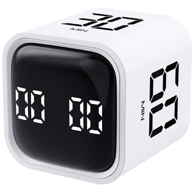 Minuteur pour la technique Pomodoro - Minuteur - Minuteur numérique à compte à rebours - Minuteur cube rotatif - Minuteur à œufs - Minuteur blanc