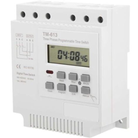 Minuteur programmable 380V – Commutateur pour moteur triphasé 350V-420VAC – Puissance 4 kW – 17 paramètres d’activation/désactivation