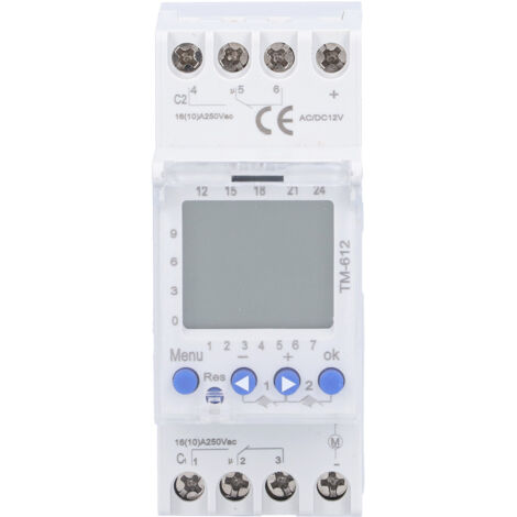 Minuteur Rail DIN Intelligent, TM612, 2 Sorties DC12V