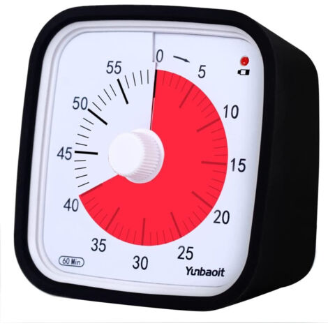 Minuteur visuel 60 minutes pour enfants et salle de classe – Volume réglable, gestion du temps pour étude et activités, 10 × 10 cm