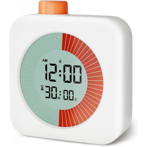 Minuteur visuel numérique 3 en 1 avec minuteur à œufs rotatif, réveil enfant, horloge et fonction silencieuse, compte à rebours de 60 minutes, idéal pour les personnes atteintes de TDAH, à la maison,