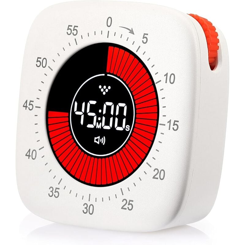 Minuteur visuel numérique avec écran Couleur, Compte à rebours de 60 Minutes, Silencieux Outil de Gestion du Temps pour Cuisine, Salle de Classe,