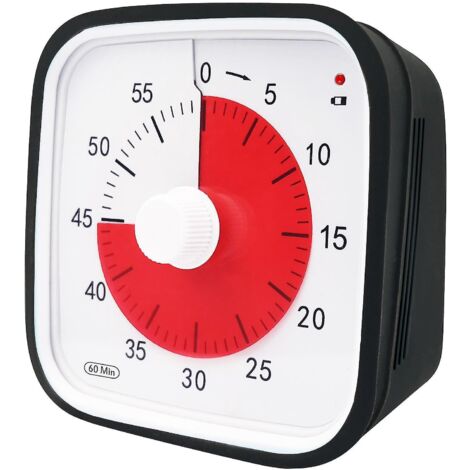 Minuteur visuel surdimensionné pour la classe, pour enfants et adultes, horloge de cuisine mécanique durable, noir