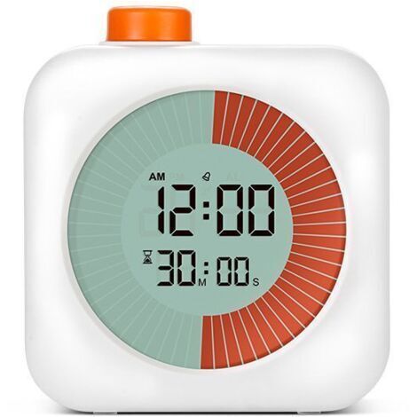 Minuteur Visuel Timer Enfant 60 Min, Time Timer avec Compte à Rebours, Chrono, Horloge & Réveil (Blanc)