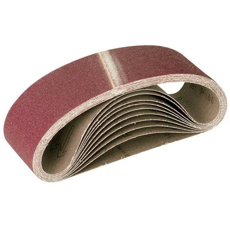 MioTools Fox Bandes abrasives, 457 x 75 mm, p. Ponceuses à bande portatives, Corindon normal (Lot de 10) G80