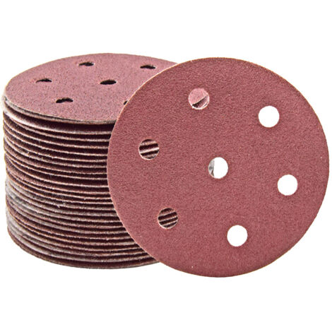 MioTools Fox Dischi abrasivi a gancio e anello, 90 mm, 7 fori, p. Levigatrici rotorbitali, Corindone normale (50 Pz.) G120