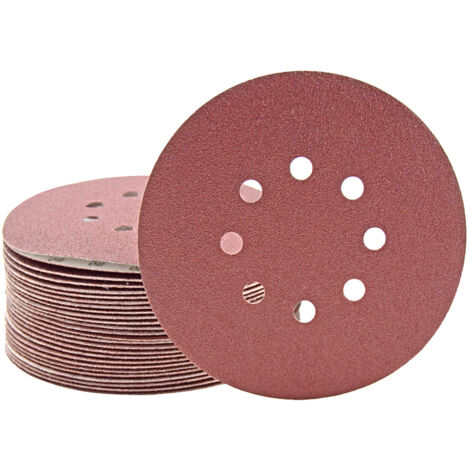 MioTools Fox Disques abrasifs auto-agrippants, 150 mm, 8 trous, p. Ponceuses excentriques, Corindon normal (Lot de 50) G80