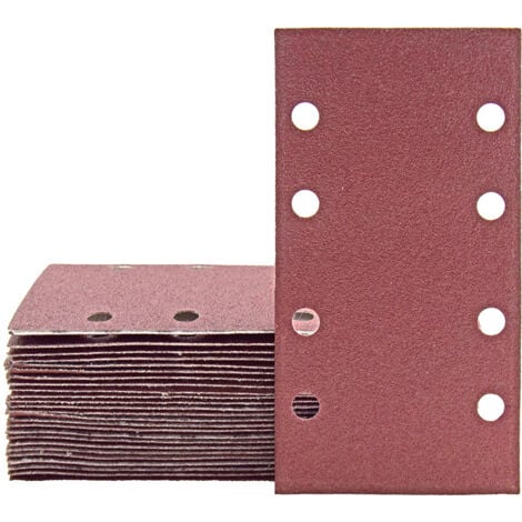 MioTools Fox Klett-Schleifblätter, 180 x 93 mm, 8-Loch, f. Schwingschleifer, Normalkorund (50 Stk.) K100