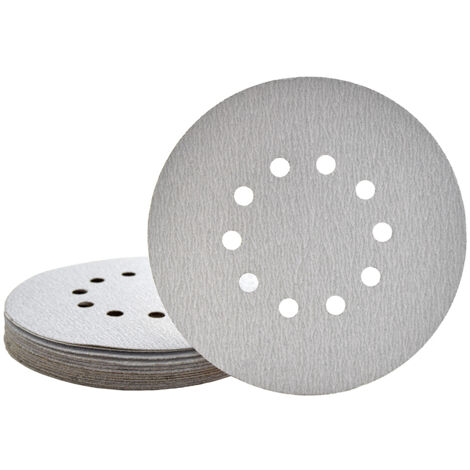 MioTools Shark Dischi abrasivi a gancio e anello, 225 mm, 10 fori, p. Levigatrici per muri, Corindone normale (25 Pz.) G400