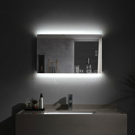 LED Bathroom Mirror Illuminated with Light Touch Sensor and Demister Anti-Fog Wall Mounted