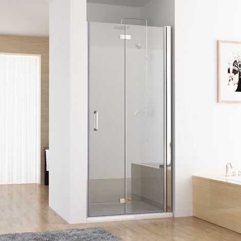 MIQU Nischentür Duschabtrennung Duschwand Dusche 180° Falttür Nano ESG 90 x 185 cm