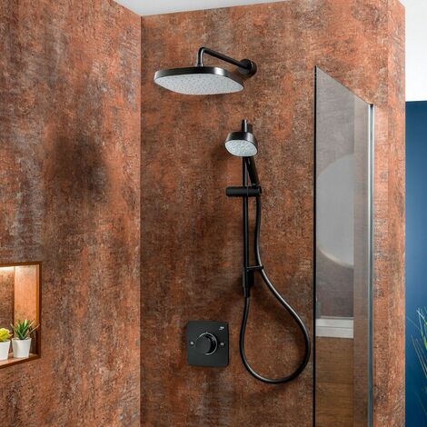 Mira Evoco Dual Thermostatic Mixer Shower Adjustable Fixed Heads Black Modern