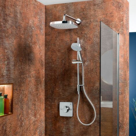 Mira Evoco Dual Thermostatic Mixer Shower Adjustable Fixed Heads Chrome Modern