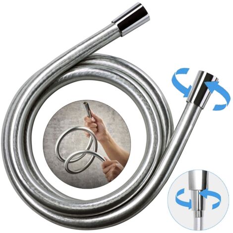 Mira Rada Silver Smooth Shower Hose 1.25m Chrome Anti Twist Free Rotate +Washers