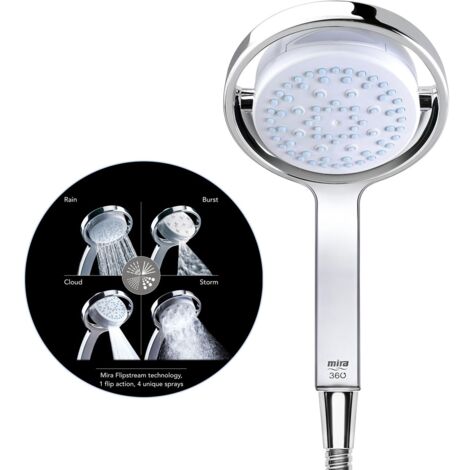 Mira Vier Digital Showerhead 360m 135mm Chrome 4 Mode Flipstream Shower Head