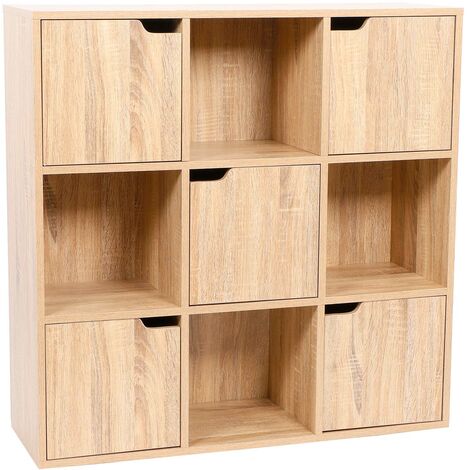 FRANKYSTAR Miracle - Bibliothèque modulaire en bois avec compartiments et portes - 4 compartiments et 5 portes