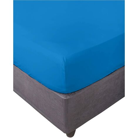 doux et confortable 180 cm Miracle Home Drap de dessus réglable coton 50 % polyester bleu