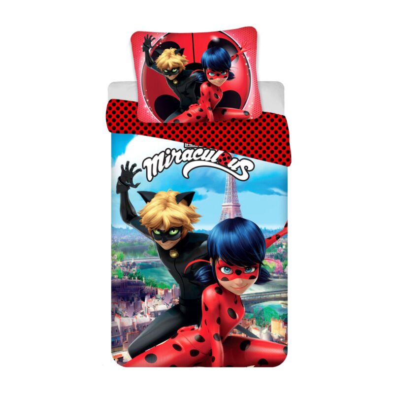 Miraculous - Parure de lit en coton 'LadyBug et Chat Noir' - Multicolore - 140 x 200 cm - Livraison gratuite