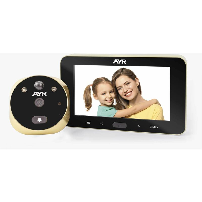 

Mirilla digital AYR 7591, pantalla 4,5' grabadora Full-HD, latón satinado