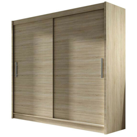 Mirjan24 – Armoire coulissante chêne sonoma 215x180x58cm – 5 étagères – Stratifié avec bords ABS – Fixation murale recommandée