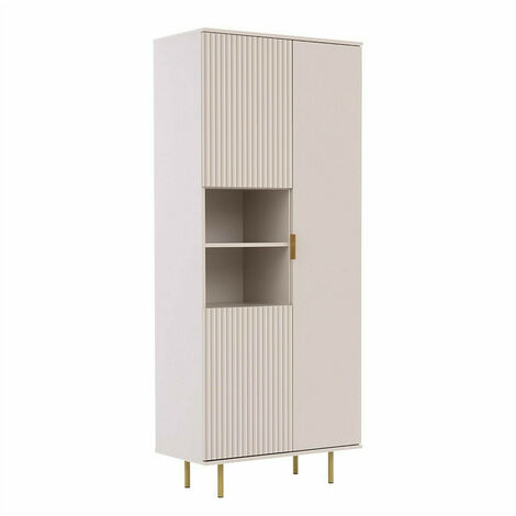 Mirjan24 – Étagère fermée cachemire 190x80x41cm – MDF stratifié avec système 'Push to open' – Bords protégés ABS – Compatible robots aspirateurs