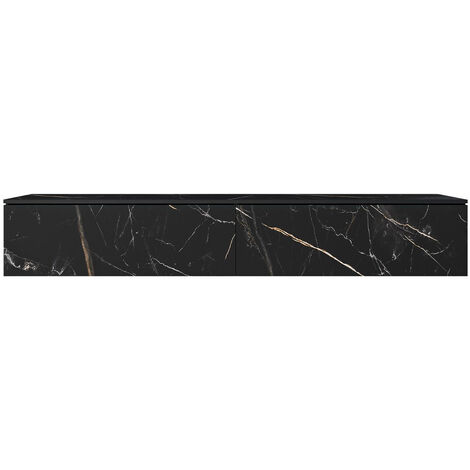Mirjan24 – Meuble TV Sarasota – Marbre noir – 2 portes – Dimensions 180x30x33cm – Bords protégés par ABS pour durabilité