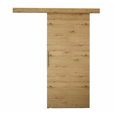 Mirjan24 – Porte coulissante 205x77 cm en stratifié Chêne Artisan – Mécanisme coulissant personnalisé – Poignées en métal – Installation universelle