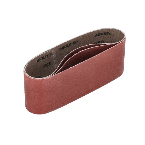 Mirka 3 nastri abrasivi in tessuto, 75 x 457 mm, grana P80, nastro abrasivo di alta qualità per levigatrice a nastro, per levigare legno e metallo