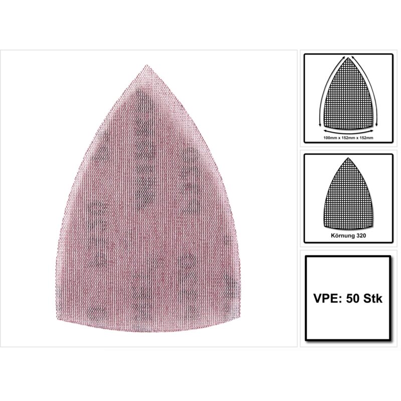 Triangle abrasif 100 x 152 x 152 mm auto-agrippant maille micro-perforée (50 pcs) Mirka P320