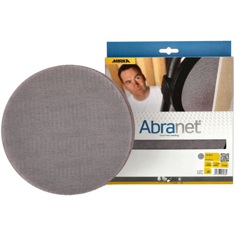 Image of Abranet dischi abrasivi a rete ø 225 mm / grana P240 / 10 dischi / Per levigatrici a secco per pareti e soffitti / Per levigare legno, stucco,