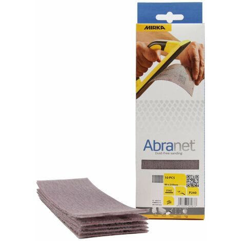 Mirka Abranet rete strisce abrasive 80x230mm / fogli abrasivi a a strappo/grana P240 / 10 pezzi / AE175F1025 / per levigare senza polvere legno, stucco, vernice, plastica