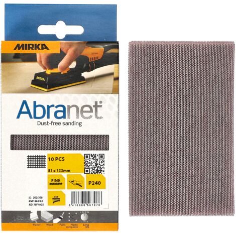 Mirka Abranet rete strisce abrasive 81x133 mm a strappo/grana P240 / 10 pz/per levigare legno, stucco, vernice, plastica / AE178F1025