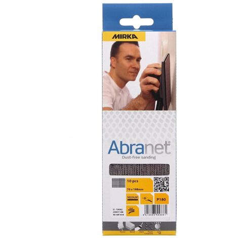 Mirka Abranet strisce di levigatura a rete 70x198 mm a strappo/grana P180 / 10 pz/per levigare legno, stucco, vernice, plastica / AE150F1018