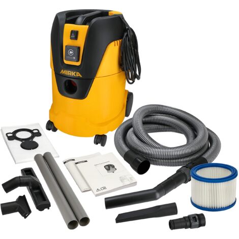 Mirka Aspiratore industriale a umido e a secco 25 litri , tubo di aspirazione , potenza 1000 W, incl. adattatore per levigatrici Mirka , set di ugelli