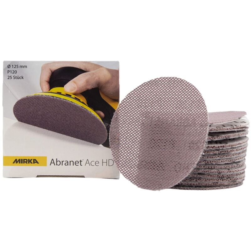 Image of Abranet Ace hd dischi abrasivi a rete ø 125mm a strappo / grana P120 / 25 pz. / AH23202512 / Per eccentrici e levigatrici da 125mm / Per levigare