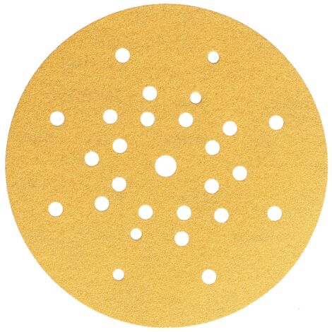 Mirka Gold Carta abrasiva universale Ø 225 mm a strappo 27 fori / grana P100 / 10 pezzi / Per levigare intonaco, stucco, truciolato, legno, vernice