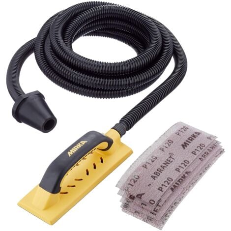 Mirka Handy Starter-Kit pour ponceuse à main I Kit de blocs de ponçage avec aspiration, tuyau d'aspiration de 4 m et 5 bandes abrasives en filet Mirka Abranet autoagrippant I Ponçage sans poussière